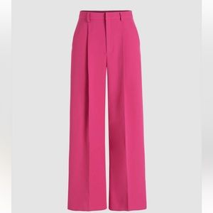 High Waisted Pleated Wide Leg Pants Pink Size Small